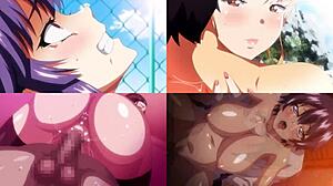 헨타이 화면 분할로 큰 가슴 액션 보여줘