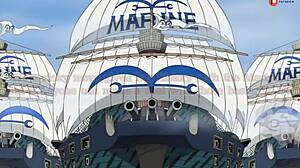 one piece's nico robin gets naughty fucking a marine!