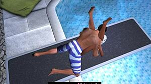 Pornographic representations of bedroom scenes with an outdoor swimming pool and sexual abuse