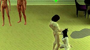 hot suruba action in the sims with wild animated characters getting it on.