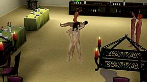 hot suruba action in the sims with wild animated characters getting it on.