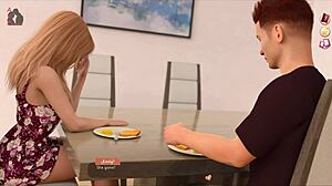 Animated piece of an adventure with background sexuality depicting half naked female characters in a hentai game