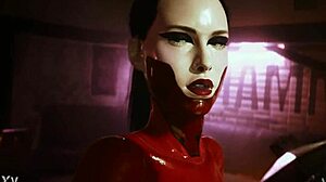 Female Tyger Claw dominates hammer club sex scene in Cyberpunk 2077