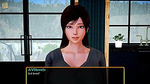 Brunette milf with big tits in homemade family scene