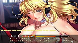 In Maid-san to Boin, de blonde dienstmeid met grote tieten treedt op in honing scene 2