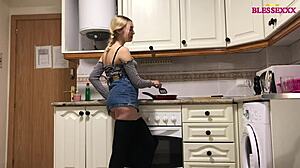 Does this slut love dicks in the kitchen?