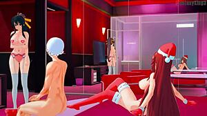 Akeno and Rias threesome action
