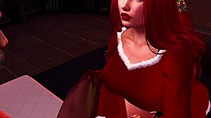 Christmas cheer turns wild with redhead and big black cock