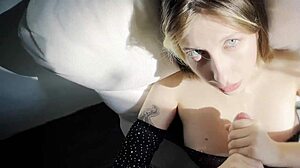 Wow, sexy blonde sucking cock