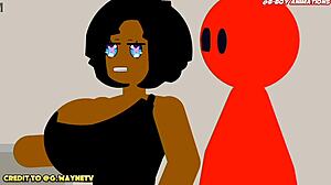 Accidental threesome in animated porn