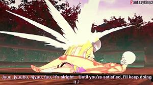 Angelwomon evolves and fucks three digimon in full fantasyking3