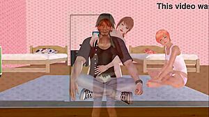 Voluptuous girls and their big-boobed friend in 3D game