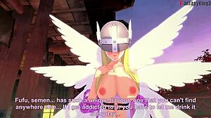 Angelwomon teams up with three Digimon