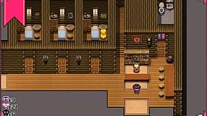 confused witch ceres strips naked in the men’s bathroom during hentai game.