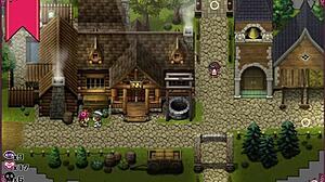 confused witch ceres strips naked in the men’s bathroom during hentai game.