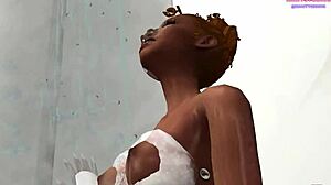 Early morning shower fun with step-sis in 3D game