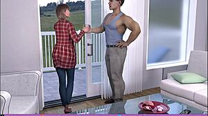 3D 만화, 거대한 가슴과 더 많은 것 암시하는 클로즈 인카운터