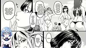 Anime beach trip turns steamy with big tits
