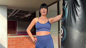 anal adventure unfolds with a stunning brunette i met during workout.