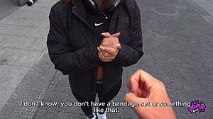 Big ass Latin model Abella Olsen bangs a tourist hard in Madrid streets.