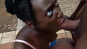 Black girlfriend gets wrecked outdoors