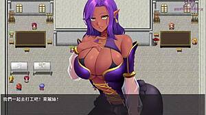 큰 가슴 여성 기사 오파이 만화 게임 파트너 가슴 잡아