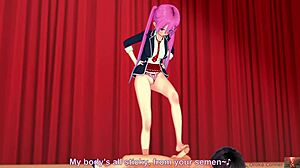 pink-haired girl performing on stage with you