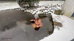 Curvy Maja Warms Up Hard After a Chilly Ice Bath Adventure