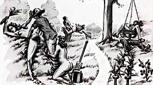 Vintage retro erotic anime drawings featuring sensual scenes and characters