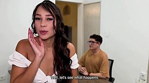 Curvy Latina Daniela Andrea fucks candidate during interview
