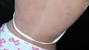 Bonequinha in new panties plays with sexy toy