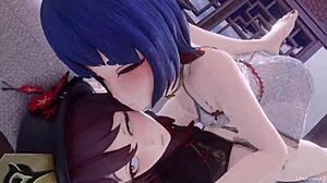 Hu Tao in steamy lesbian anime action with passion
