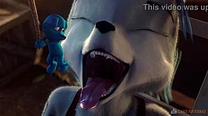 Furry vore video with 3D animation and oral action