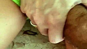 Nude scene with hairless blonde