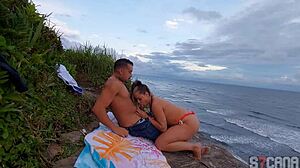 Hot crossdressing action on the beach in Itanhaem