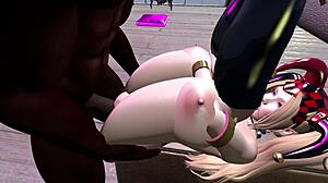 Black man gets to experience the world of Second Life with a fuck session with Harley Quinn