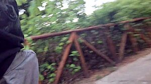 Hey, why jerk off for a slut passing by in public?