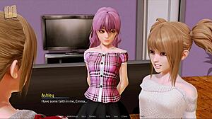 Cartoon porn with a harem theme in an anime-style hotel