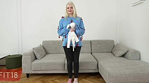 Fit18 - Amber Kawaii Casting Tall Blonde German in Bodysuit POV 60FPS!