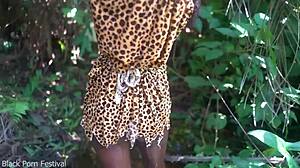 African tribe girls play with chief