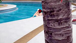 Anzu's pool party for Oppai fans
