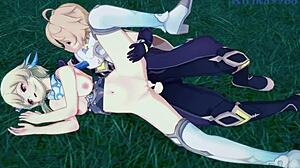 lumine, jean gunnhildr, and aether dive into wild genshin hentai