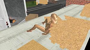 Beautiful Big-Breasted Woman Masturbates with Cucumber in 3D