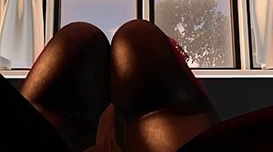 In Second Life dominiert schwarzer Vermieter schwarze Fotze mit rohem Blowjob