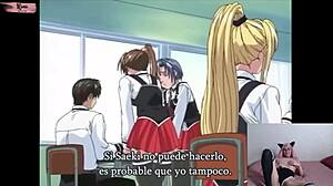 Nini watches Bible Black hentai first time. Skinny teen reacts to wild masturbation scenes.