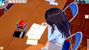 Teen blowjob turns wild during library sex at Koikatsu party