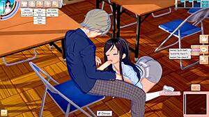 Teen blowjob turns wild during library sex at Koikatsu party