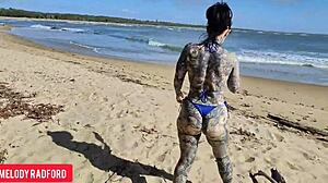 Hell Yeah! Bikini Milf Struts Huge Ass on Public Beach