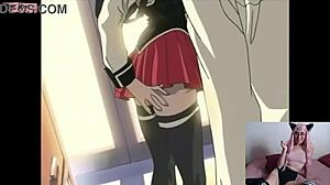 Nini watches Bible Black hentai first time. Skinny teen reacts to wild masturbation scenes.