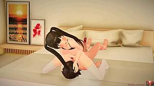 Anime girl falls asleep on man